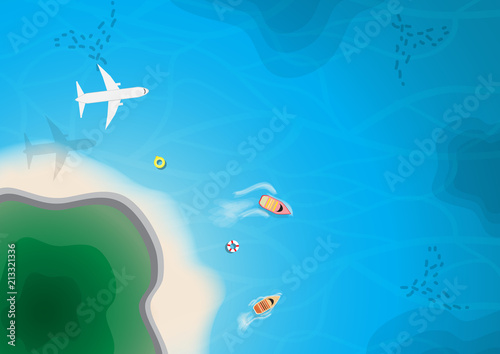 Top Tree Island View , Aerial View Vector