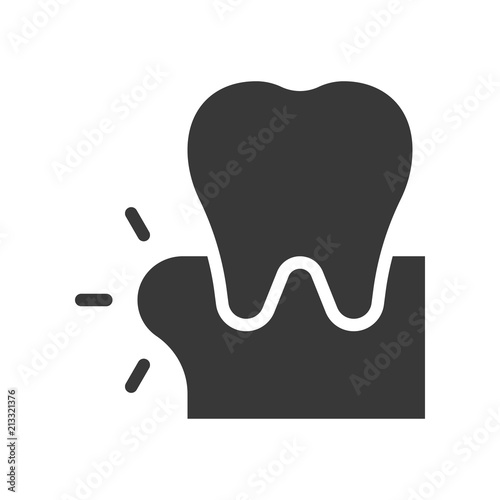 Swollen gums or gingivitis, dental related solid icon