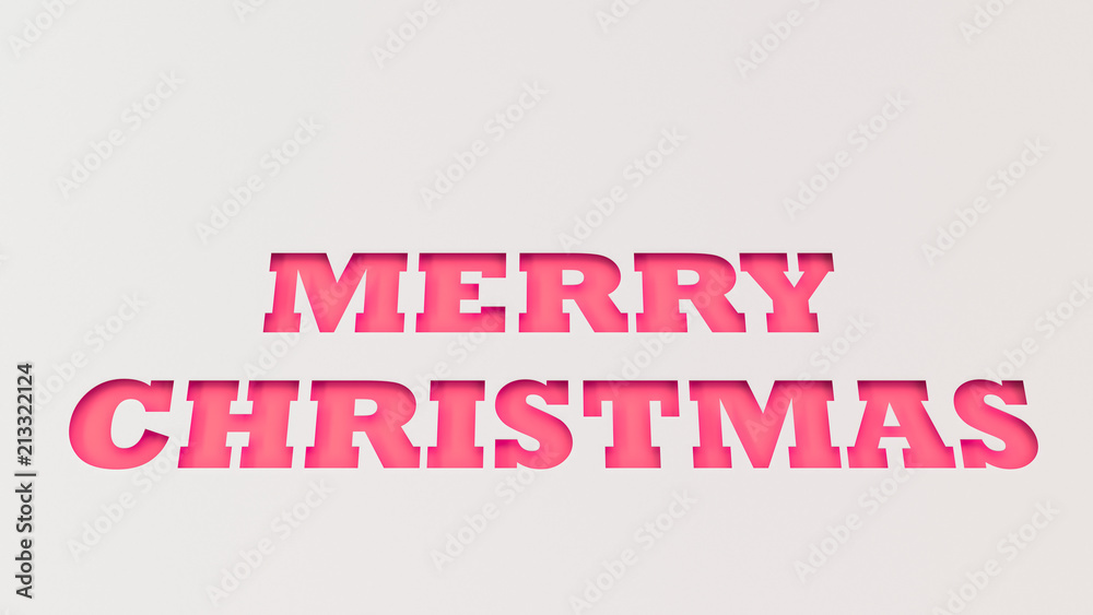 Fototapeta premium Red Merry Christmas words cut in white paper