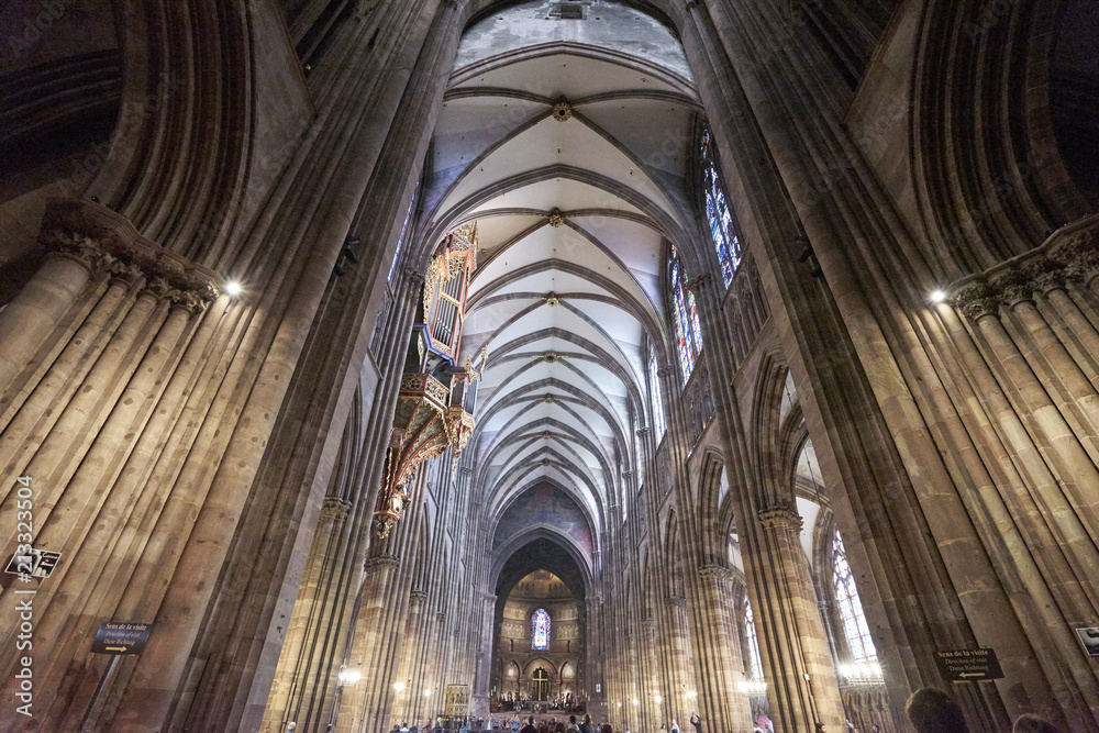 Interior of historic Strasbourg Minster Cathedral