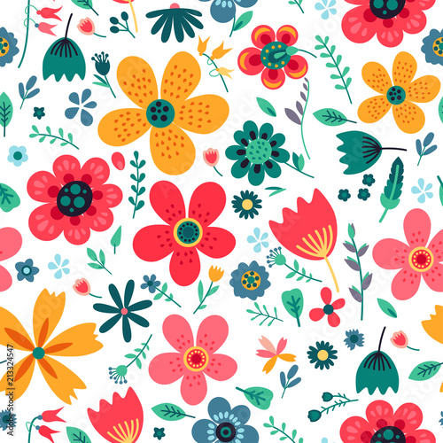 Amazing floral vector seamless pattern of flowers