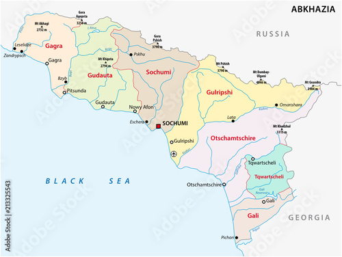 Abkhazia administrative and political vector map.