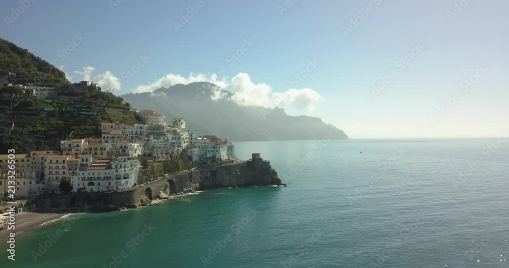Aerial shot of the Amalfi Coast in Italy Aerial shot of the Amalfi Coast in Italy