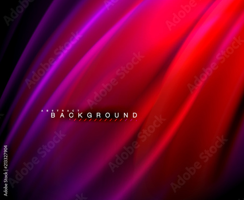 Neon glowing wave, magic energy and light motion background. Vector wallpaper template