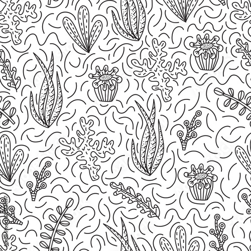 Seamless pattern with cute seaweeds