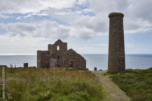 Old Tin Mine Ruins of Wheal Coates in Cornwall, England photo