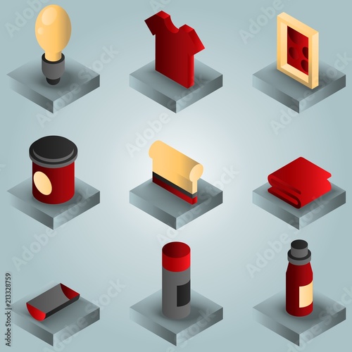 Silk-skreen color gradient isometric icons
