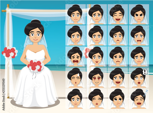 Woman Bride Cartoon Emotion faces Vector Illustration