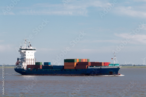 Container ship on the sea