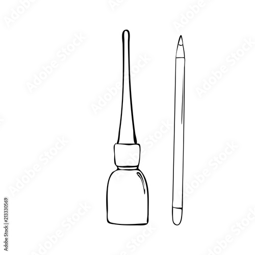 eyeliner and pencil for eye. Make up cosmetic. Pink beauty object