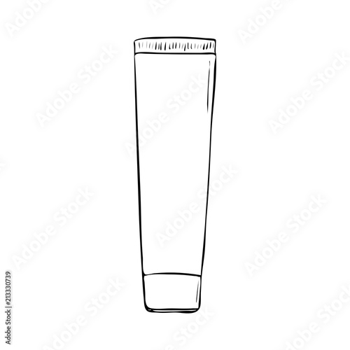Cream tube icon on white background. Hand drawn package beauty cosmetic for care