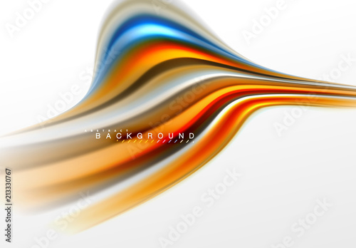 Fluid liquid mixing colors concept on light grey background, curve flow, trendy abstract layout template for business or technology presentation or web brochure cover, wallpaper