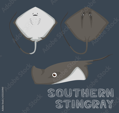 Southern Stingray Cartoon Vector Illustration