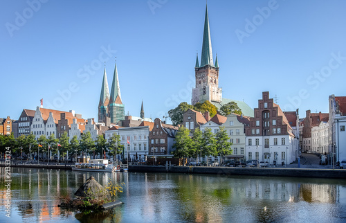 View of the old town of Luebeck city
