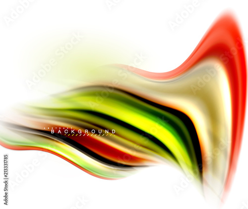 Fluid liquid mixing colors concept on light grey background, wave and swirl curve flow line, trendy abstract layout template for business presentation, app wallpaper banner, poster or wallpaper