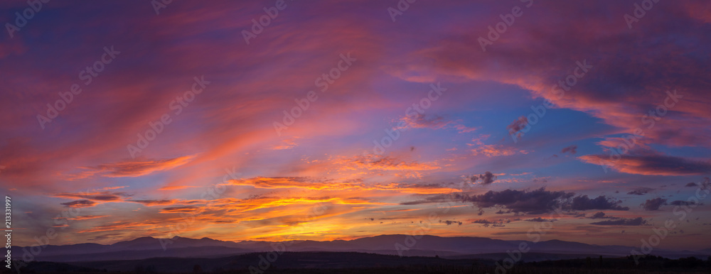 Dramatic Mountain Sunset Panorama
