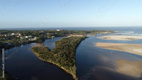 Wallpaper Mural Flat wide shallow delta of Nambucca river flowing along Nambucca heads town where enterign Pacific ocean through sand dunes.
 Torontodigital.ca