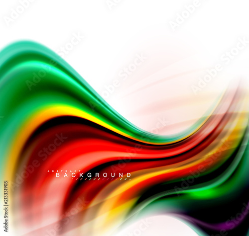 Fluid liquid mixing colors concept on light grey background, wave and swirl curve flow line, trendy abstract layout template for business presentation, app wallpaper banner, poster or wallpaper