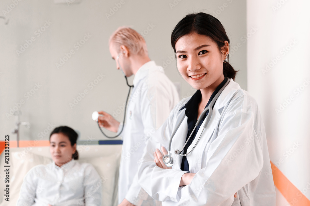 The doctor is examining the patient's health. The doctor is examining the patient's health.