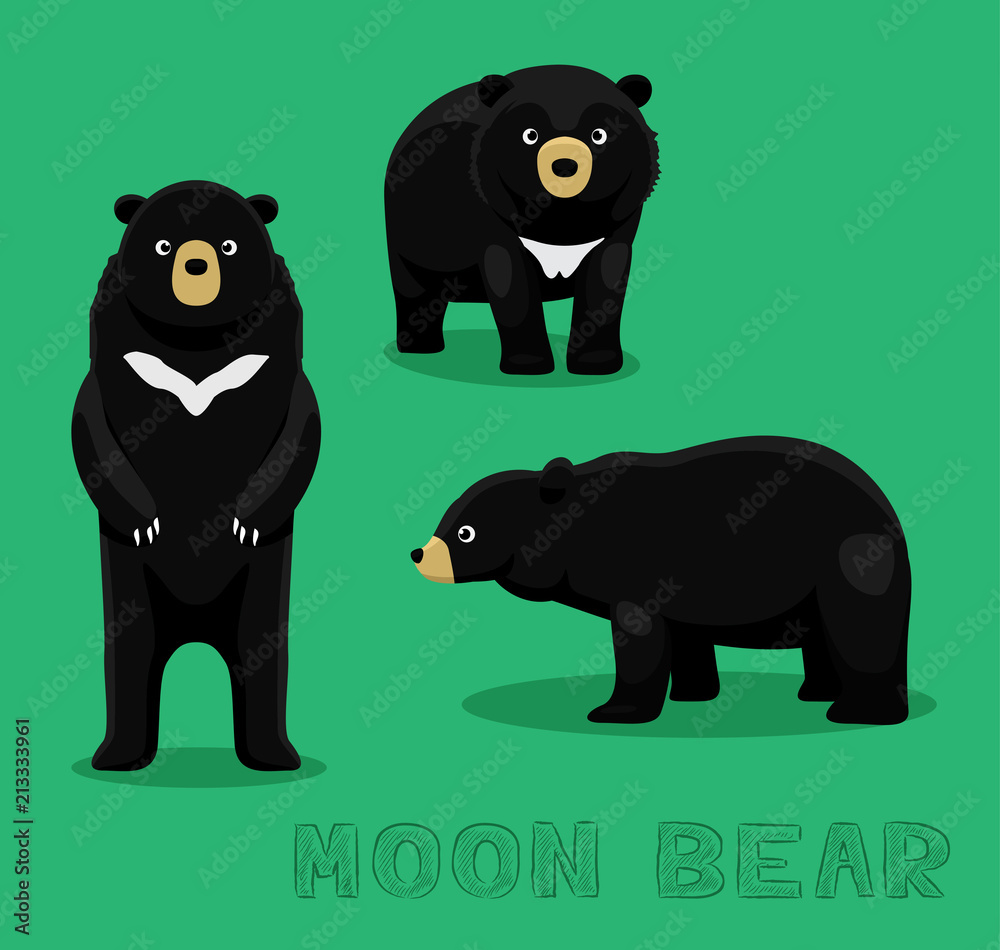 Obraz premium Bear Moon Bear Cartoon Vector Illustration