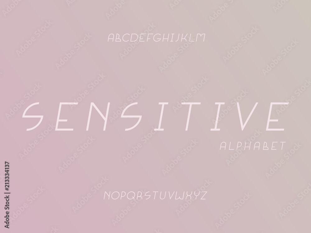 Sensitive italic font. Vector alphabet 