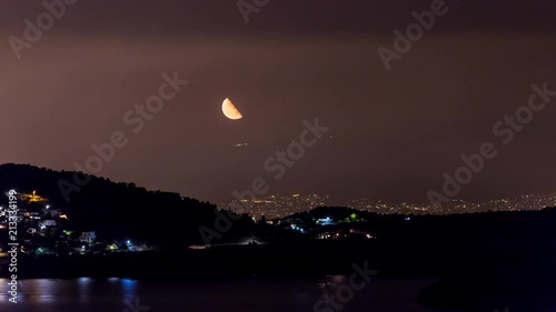 4K Timelapse at Salamina Island + Moonrise, Saronic Gulf, Greece photo