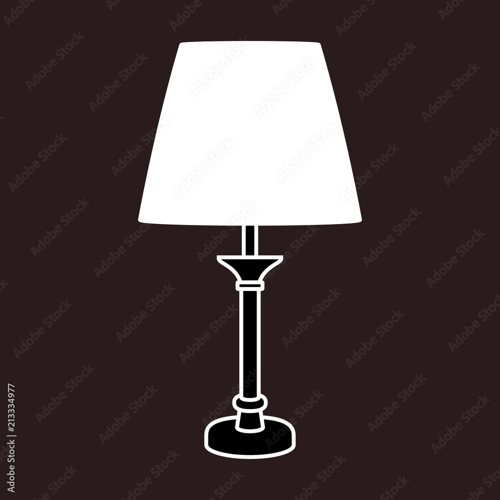 Obraz premium Wood table lamp. Vector illustration. White and black