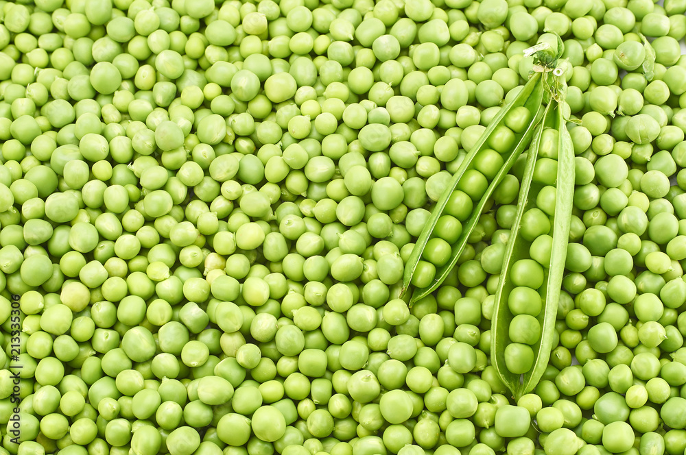 Fresh young green peas healthy food