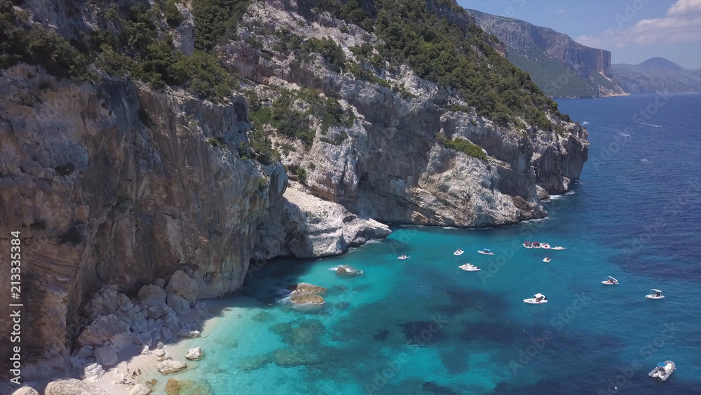 Sardinia cala aerial view shot from 4k drone