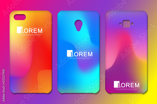 Vector phone wallpaper collection. Editable gradient mesh masked into phone shape. Abstract fluid 3d shapes vector trendy liquid colors backgrounds. Colored fluid graphic composition