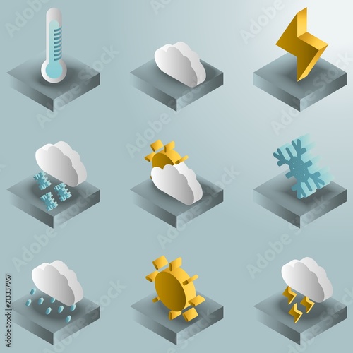 Weather color gradient isometric icons