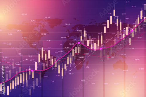 Stock market or forex trading graph chart suitable for financial investment concept. Economy trends background for business idea. Abstract finance background. Vector illustration.