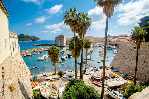 view on Old Town Dubrovnik in Dalmatia, Croatia  photo