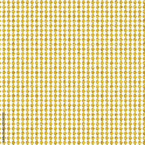 Gold glitter polka dot seamless pattern, geometric golden textur