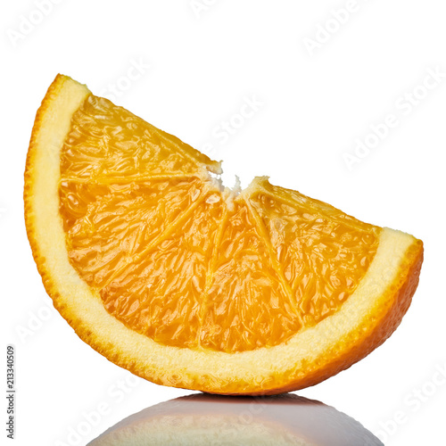 Orange fruit. Orang slice on white.