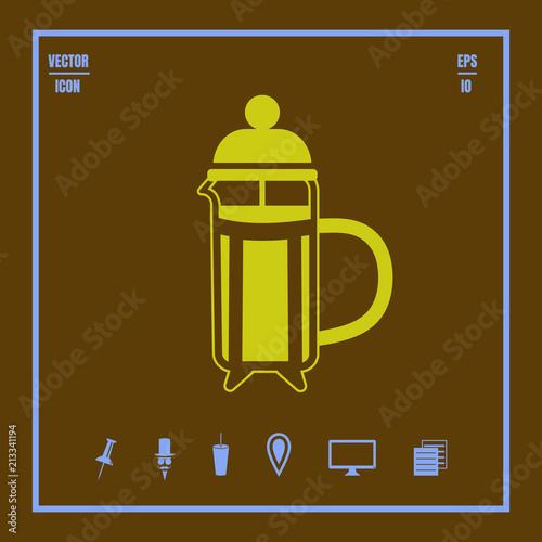 French press  with coffee vector icon