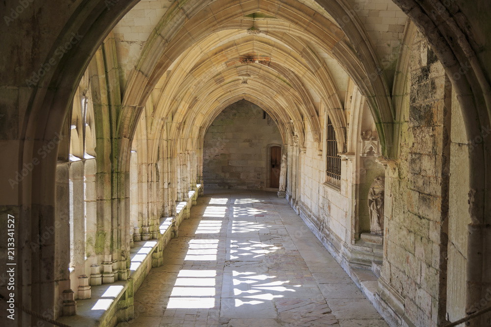 Cloister of Saint Wandrille abbey in Normandy France