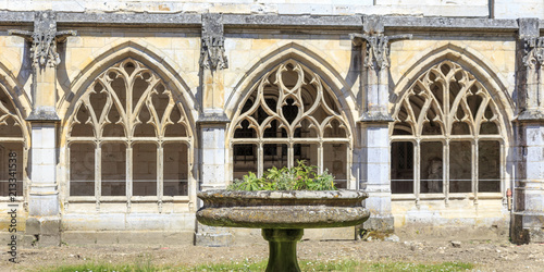 Cloister of Saint Wandrille abbey in Normandy France photo