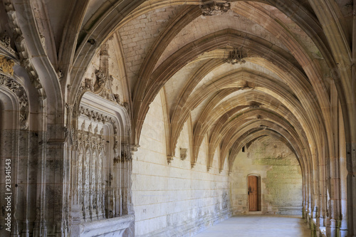 Cloister of Saint Wandrille abbey in Normandy France