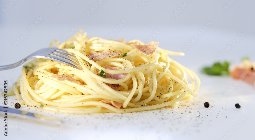 Carbonara dish closeup