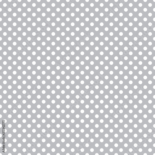 White and grey polka dot seamless pattern, geometric retro backg