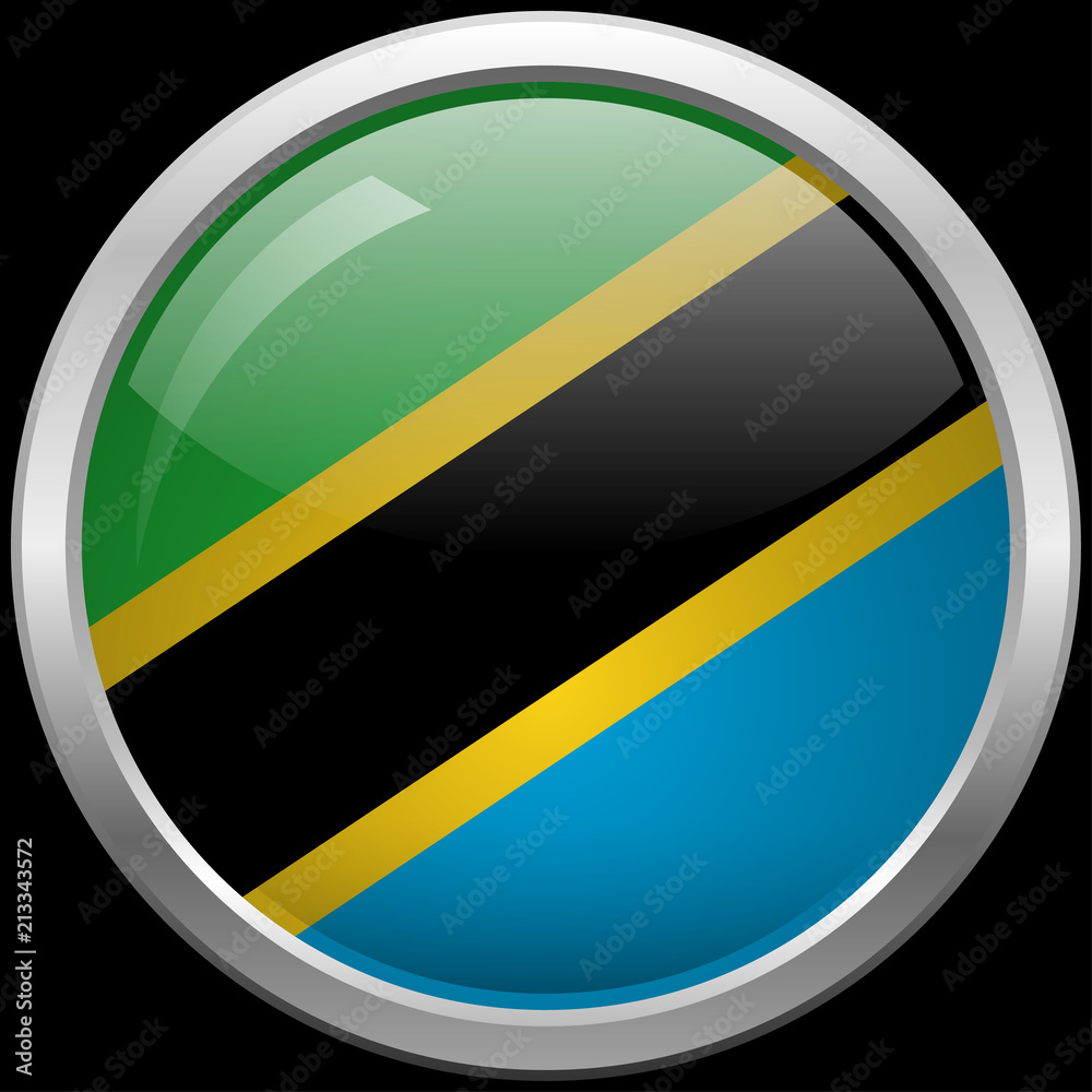 Tanzania's flag glass button vector illustration