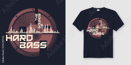 The sounds of hard bass t-shirt and apparel trendy design with s