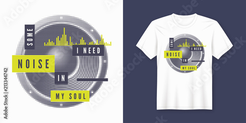 Some noise t-shirt and apparel trendy design with styled speaker