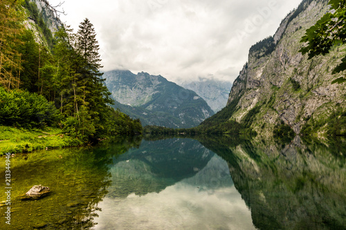 Fototapeta Naklejka Na Ścianę i Meble -  View of famous Lake Obersee. Nationalpark Berchtesgadener Land, Bavaria.