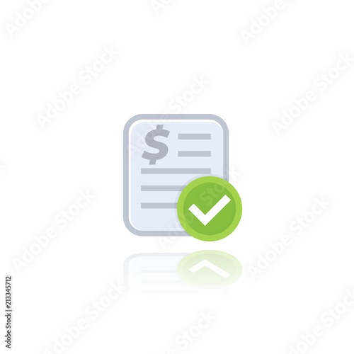 paid bill, invoice icon on white