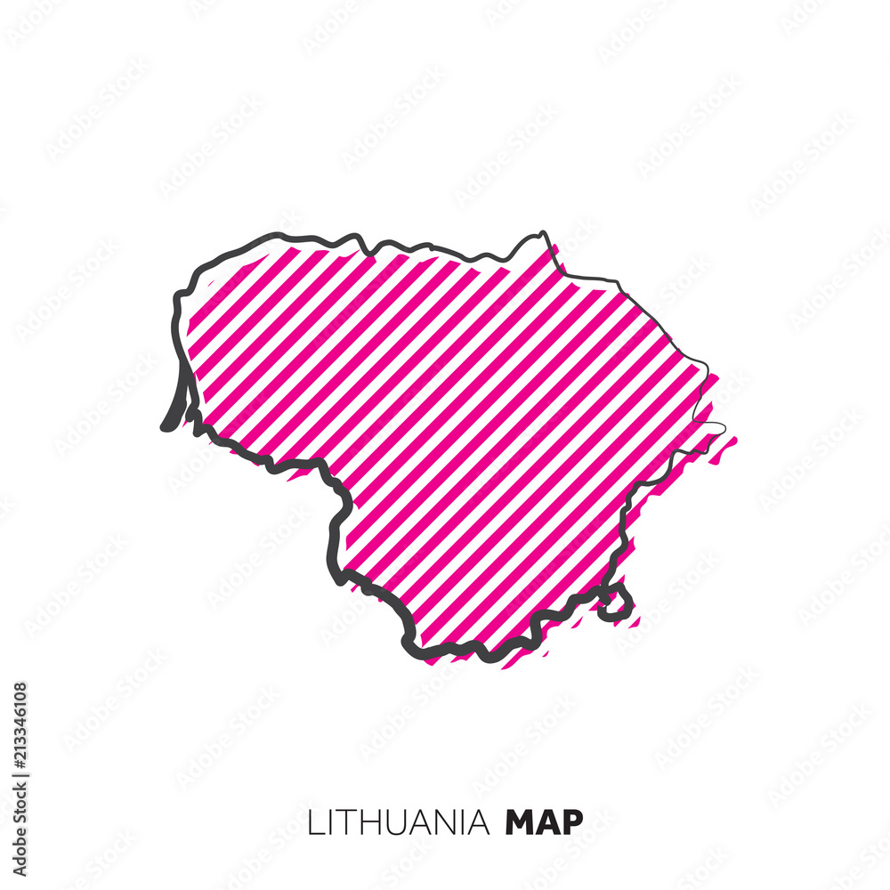 Obraz premium Lithuania vector country map. Map outline with dots.