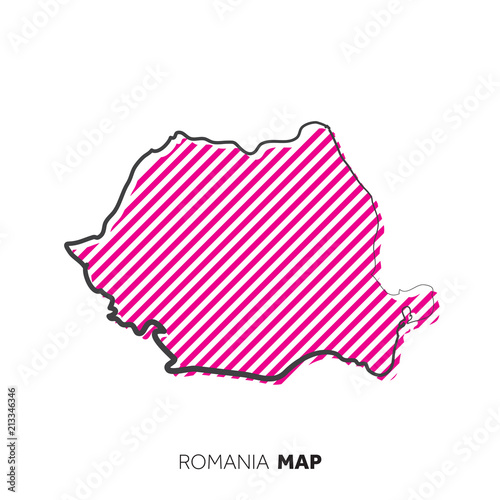 Romania vector country map. Map outline with dots.