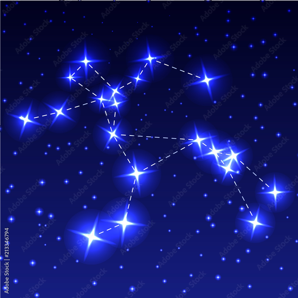 The Constellation Of Centaurus in the night starry sky. Vector illustration of the concept of astronomy.