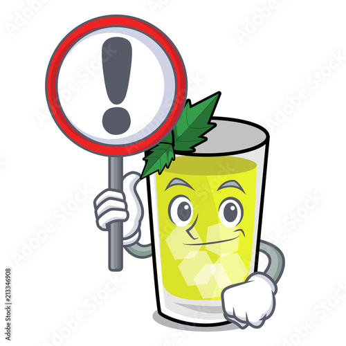 With sign mint julep character cartoon